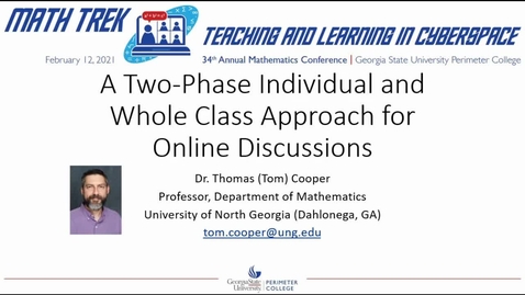 Thumbnail for entry A Two Phase Individual and Whole Class Approach for Online Discussions