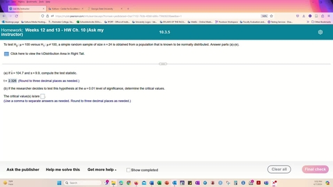 Thumbnail for Math 1401 Question 10.3.5 Hypothesis Testing One Sample Mean