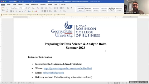 Thumbnail for entry Preparing for Data Science Analytics Role Intro Wkshop 06.20.23 with Video