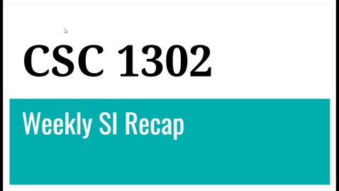 Thumbnail for CSC 1302 Prof. Service Week 2 (1/18 to 1/25)