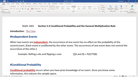 Thumbnail for Video Lecture: Section 5.4 Fall 2020
