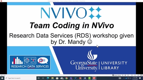 Thumbnail for entry NVivo for Team Coding Workshop (for Windows)