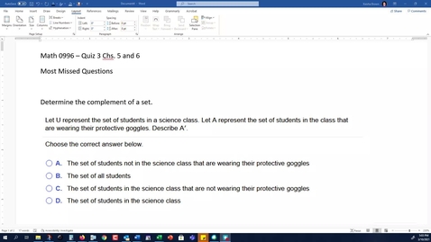 Thumbnail for Math 0996 - Most Missed Questions Quiz 3