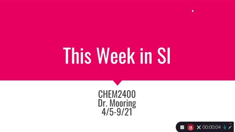 Thumbnail for entry CHEM 2400 Dr. Mooring (4/5-9/21)