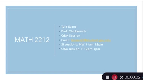 Thumbnail for Math 2212 Prof. Patreck Chikwanda Week 13 (04-13/04-19)