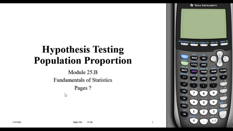 Thumbnail for 25B Hypothesis Testing Proportion (01 04 41)