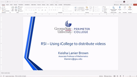 Thumbnail for RSI - Using iCollege to distribute videos
