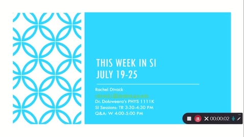 Thumbnail for Dr. Doluweera PHYS 1111K Week 7: (July 19- July 25)