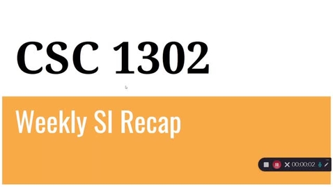 Thumbnail for CSC 1302 Prof. Kumaresan Week 6 (7/12 to 7/16)