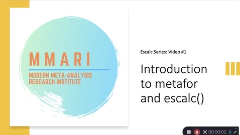 Thumbnail for entry Channel - Introduction to Metafor and Escalc() - Updated - Quiz