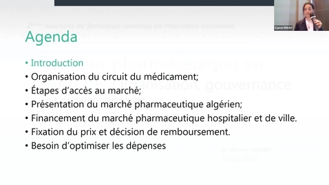 Thumbnail for entry Roche Webinar - Health Technology Assessment and Pharmacoeconomics - Secteur pharmaceutique en Algérie: Organisation, gouvernance et financement - Dr. Meriem HEDIBEL