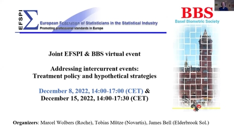 Thumbnail for DAY 1 - Part 1: Joint EFSPI &amp; BBS virtual event Addressing intercurrent events: Treatment policy and hypothetical strategies