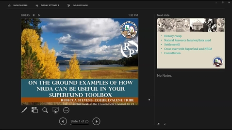 Thumbnail for entry On the Ground Examples of How NRDA can be useful in your Superfund Toolbox AND Overview of the Tittabawassee River NRDA Case and Tribal Sign Project Included in DOW Restoration Projects