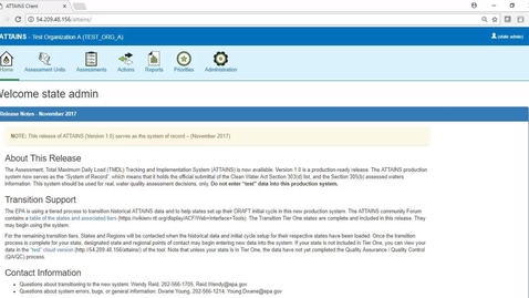 Thumbnail for ATTAINS Enter Assessment Information