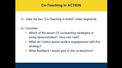 Thumbnail for entry 6.7 Co-Teaching in Action