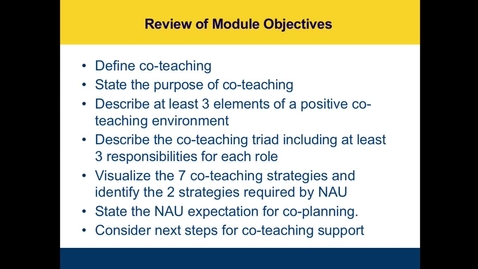 Thumbnail for 6.9 Review of Module Objectives &amp; Co-Teaching Next Steps