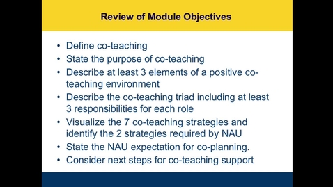 Thumbnail for entry 6.9 Review of Module Objectives &amp; Co-Teaching Next Steps