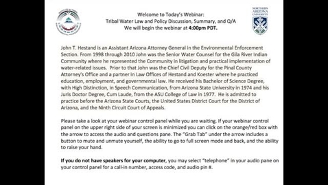 Thumbnail for Tribal Water Rights Discussion