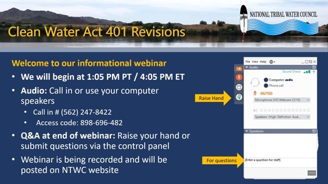 Thumbnail for NTWC Webinar: Clean Water Act 401 Revisions Policy Response Kit