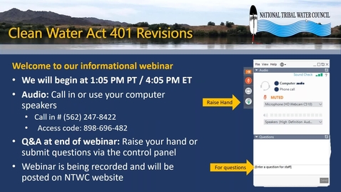 Thumbnail for entry NTWC Webinar: Clean Water Act 401 Revisions Policy Response Kit