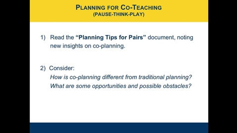 Thumbnail for entry 6.8 Planning for Co-Teaching