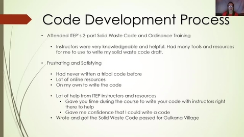 Thumbnail for entry 6 - Writing a Tribal Solid Waste Code - An Alaska IGAP Staff Perspective