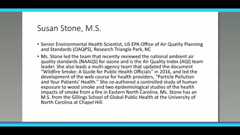 Thumbnail for Reducing the Public Health Impacts of Smoke – Susan Stone