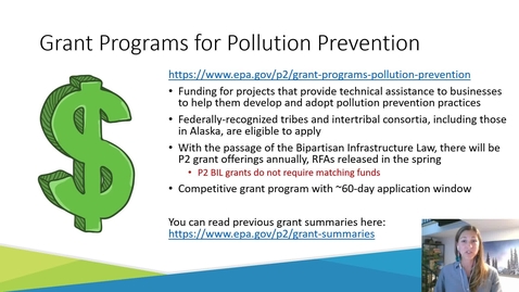 Thumbnail for entry Grant Funding Opportunities through EPA's Pollution Prevention Program