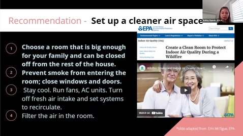 Thumbnail for After a Wildfire Training Module Three: Keeping Indoor Air Cool and Clean Part Two - Kelley Xuereb