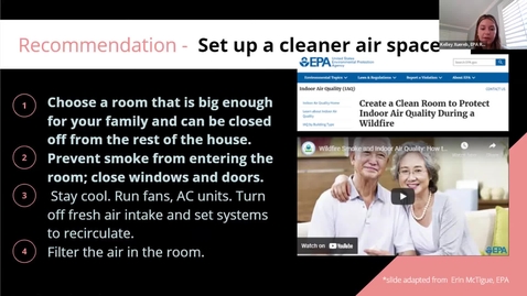 Thumbnail for entry After a Wildfire Training Module Three: Keeping Indoor Air Cool and Clean Part Two - Kelley Xuereb