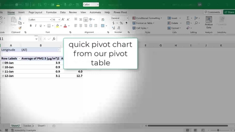 Thumbnail for Excel 6 Pivot Chart to Present Data