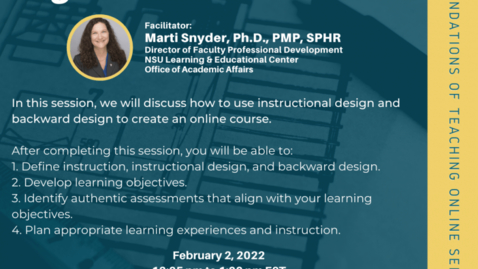 Thumbnail for Begin With an End in Mind: Designing Your Online Course