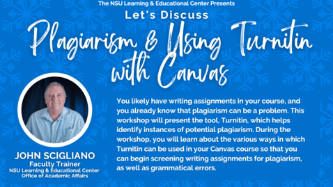 Thumbnail for Let's Discuss Plagiarism and Using Turnitin in Your Online Course