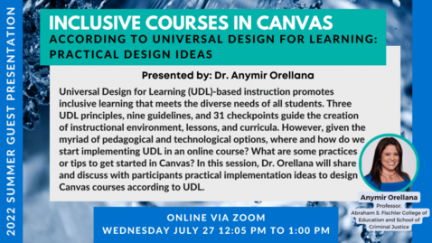 Thumbnail for Inclusive Courses in Canvas According to Universal Design for Learning: Practical Design Ideas