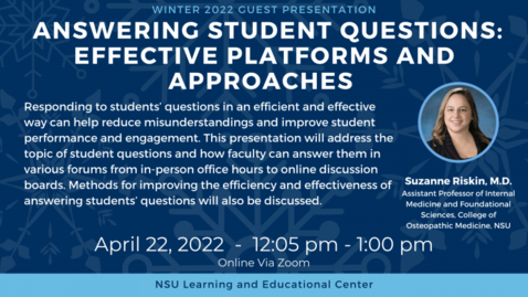 Thumbnail for entry LEC Guest Presentation-Answering Student Questions: Effective Platforms and Approaches