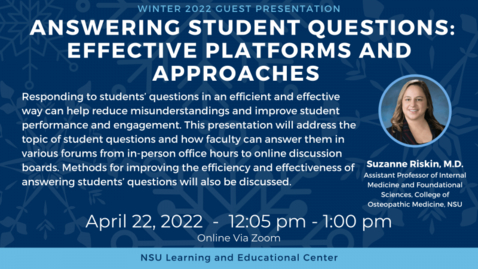 Thumbnail for LEC Guest Presentation-Answering Student Questions: Effective Platforms and Approaches