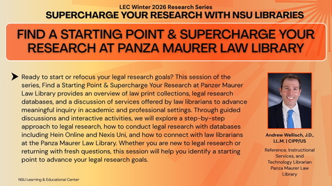 Thumbnail for Find a Starting Point &amp; Supercharge Your Research at Panza Maurer Law Library