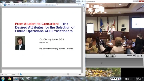 Thumbnail for ASQ Nova Student Branch 2015 07 28: Christy Leite, Aerojet Rocketdyne - How to become a successful PI professional