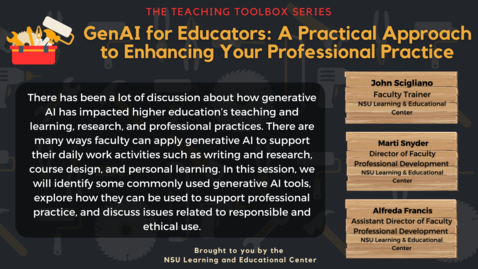 Thumbnail for GenAI for Educators: A Practical Approach to Enhancing Your Professional Practice