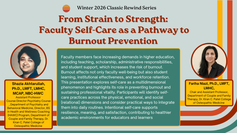 Thumbnail for From Strain to Strength: Faculty Self-Care as a Pathway to Burnout Prevention