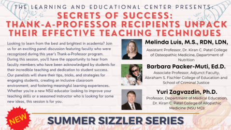 Thumbnail for Secrets of Success: Thank-a-Professor Recipients Unpack Their Effective Teaching Techniques-Panel #1