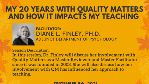 Thumbnail for My 20 Years With Quality Matters and How it Impacts My Teaching