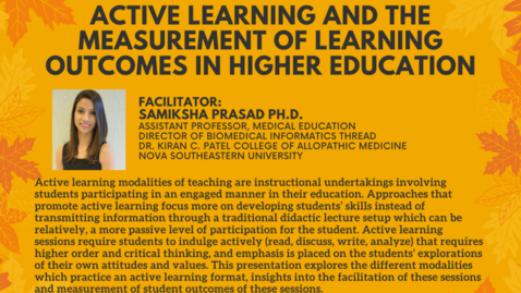 Thumbnail for Active Learning and the Measurement of Learning Outcomes in Higher Education