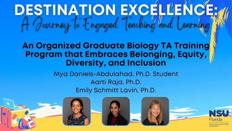 Thumbnail for 7 - An Organized Graduate Biology TA Training Program that Embraces Belonging, Equity, Diversity, and Inclusion