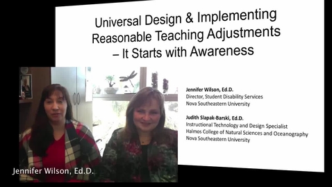 Thumbnail for Universal Design Workshop - Dr. Jennifer Wilson &amp; Dr. Judith Slapak-Barski