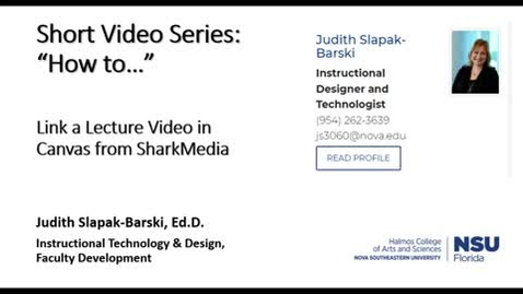 Thumbnail for Linking a Lecture Video to Canvas from SharkMedia