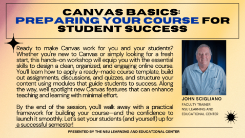 Thumbnail for Canvas Basics: Preparing Your Course for Student Success