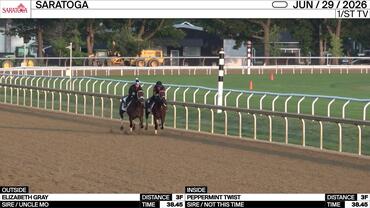 Elizabeth Gray (Outside) and Peppermint Twist Worked 3 Furlongs in 38.45 at Saratoga on June 29th, 2026