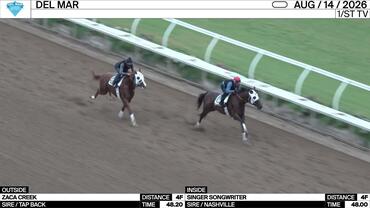 Zaca Creek (Outside) and Singer Songwriter Worked 4 Furlongs at Del Mar on August 14th, 2026