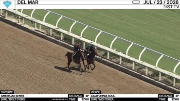 American Spirit  (Outside) and California Soul Worked 3 Furlongs in 37.00 at Del Mar on July 23rd, 2026